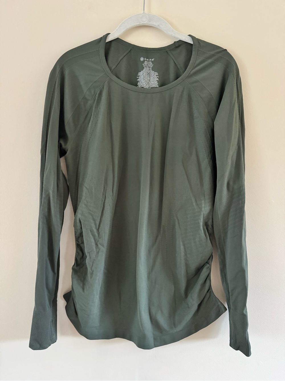 GAIAM Olive Green Long Sleeve Crewneck Performance Top
